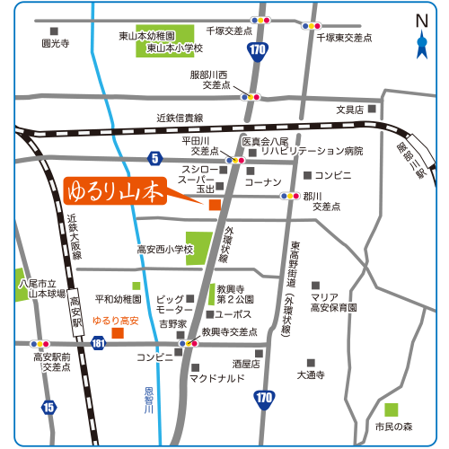 ゆるり山本 近隣マップ